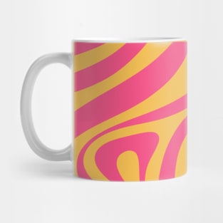 New Groove Retro Abstract Pattern Vertical in Hot Pink and Mustard Yellow Mug